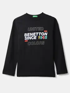 United Colors of Benetton Boys Black Typography Printed T-shirt