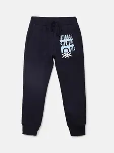 United Colors of Benetton Boys Navy Blue Solid Joggers