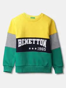 United Colors of Benetton Boys Yellow Colourblocked Sweatshirt