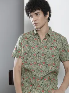 The Indian Garage Co Men Beige Floral Printed Casual Shirt