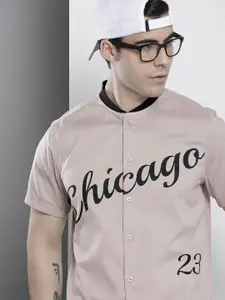 The Indian Garage Co Men Grey Typography Printed Casual Shirt