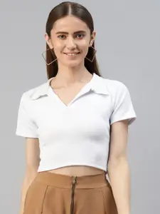 AAHWAN White Shirt Style Crop Top