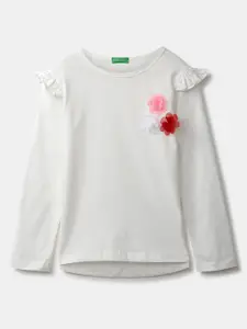 United Colors of Benetton Girls White & Red Top