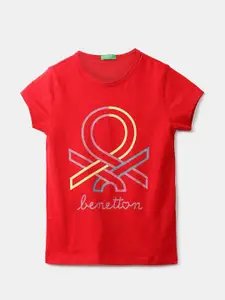 United Colors of Benetton Red Print Pure Cotton Top