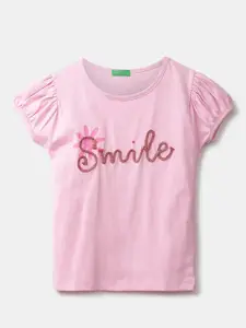 United Colors of Benetton Girls Pink Printed Top