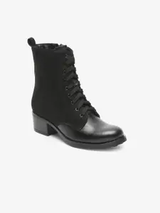 Flat n Heels Women Black Solid Casual Regular Boots