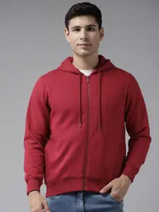 Almo Wear Men Red Ultra-warm Cotton Hooded Sweatshirt
