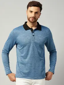 GRITSTONES Men Blue Polo Collar T-shirt