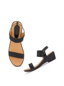 Style Shoes Black & Beige Block Sandals