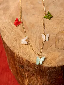 Jewelz Gold-Toned & Blue Gold-Plated Handcrafted Necklace