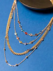 Jewelz Gold-Toned & Red Gold-Plated Layered Necklace