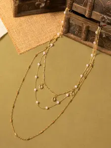 Jewelz Gold-Toned & White Gold-Plated Layered Necklace