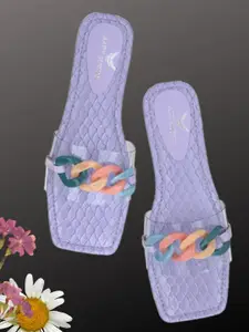 AADY AUSTIN Women Purple Textured Open Toe Flats