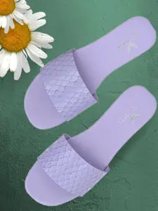 AADY AUSTIN Women Purple Textured Open Toe Flats