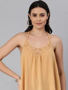 EVERYDAY by ANI Beige Solid Lace Inserts Top
