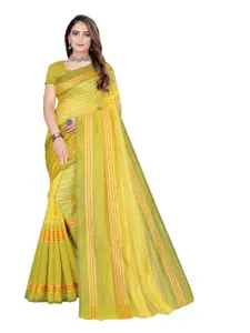 Florence Yellow & Red Cotton Blend Striped Saree