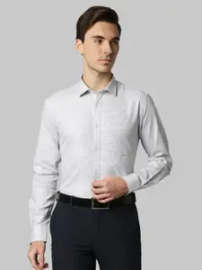 Park Avenue Men Grey Slim Fit Striped Cotton Formal Shirt