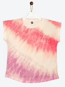 YK Girls Pink & Lavender Dyed Extended Sleeves Top