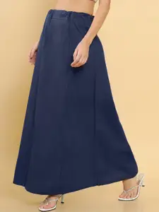 Soch Women Navy Blue Solid Cotton Blend Saree Shapewear
