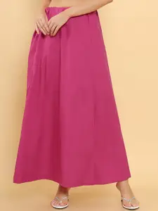 Soch Women Dark Pink Solid Cotton Saree Petticoat