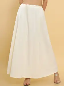 Soch Women Cream Colored Solid Cotton Saree Petticoat