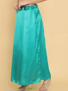 Soch Women Teal Blue Solid Satin Petticoat