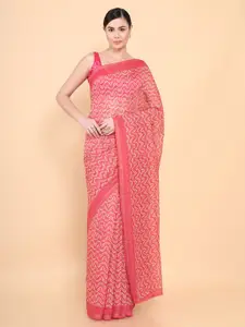Soch Pink Bandhani Pure Silk Chanderi Saree