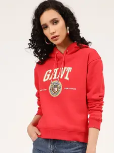 GANT Women Red Printed Hooded Sweatshirt