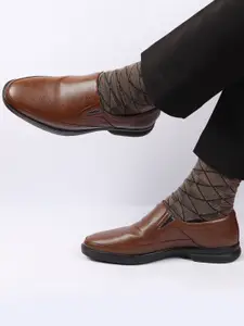 FAUSTO Men Tan Brown Solid Slip-On