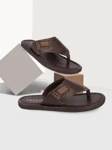 FAUSTO Men Brown & Black Comfort Sandals