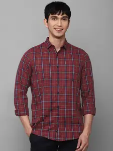 Allen Solly Men Maroon Slim Fit Tartan Checks Checked Casual Shirt