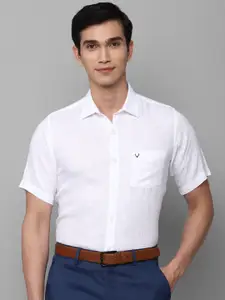 Allen Solly Men White 100% Linen Slim Fit Formal Shirt