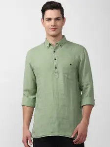 Peter England Casuals Men Green Slim Fit Casual Shirt
