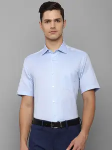 Louis Philippe Men Blue Solid Slim Fit Cotton Formal Shirt