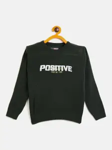 Duke Boys Green & White Typography Printed Sweater