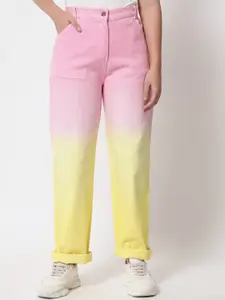 Orchid Blues Women Pink & Yellow High-Rise Ombre Jeans