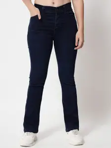 Orchid Blues Women Navy Blue Bootcut Stretchable Jeans