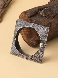VIRAASI Women Silver-Plated & Toned Square Design Antique Oxidised Bangle