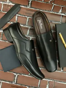 John Karsun Men Black Solid Synthetic Leather Formal Shoes