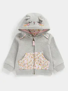 mothercare Girls Hooded Pure Cotton Sweatshirt with Printed Detail
