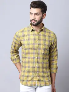 Cantabil Men Mustard Checked Casual Shirt