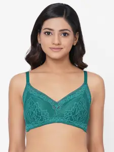 Wacoal Women Green Lightly Padded Non-Wired Half Coverage Lace Bra