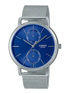 CASIO Men Blue Dial & Silver Toned Bracelet Style Straps Analogue Watch-A2065