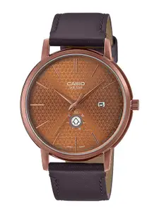 CASIO Men Brown Dial & Brown Leather Straps Analogue Watch A2054