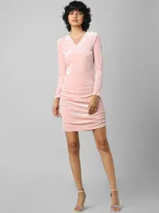 ONLY Women Pink Long Sleeve Sheath Dress