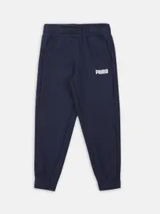 Puma Boys Blue Essential Knitted Cotton Regular Fit Joggers