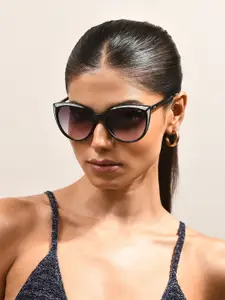 IRUS by IDEE Women Grey Lens & Black Cateye Sunglasses with UV Protected Lens