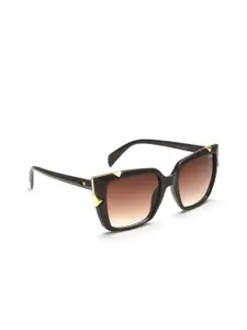 IRUS by IDEE Women Brown Lens & Black Square Sunglasses with UV Protected Lens