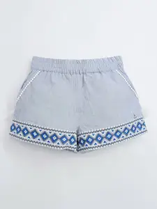 Cherry Crumble Girls Blue Regular Fit Solid Shorts