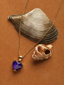 HOT AND BOLD Gold-Toned & Purple Brass Gold-Plated Necklace